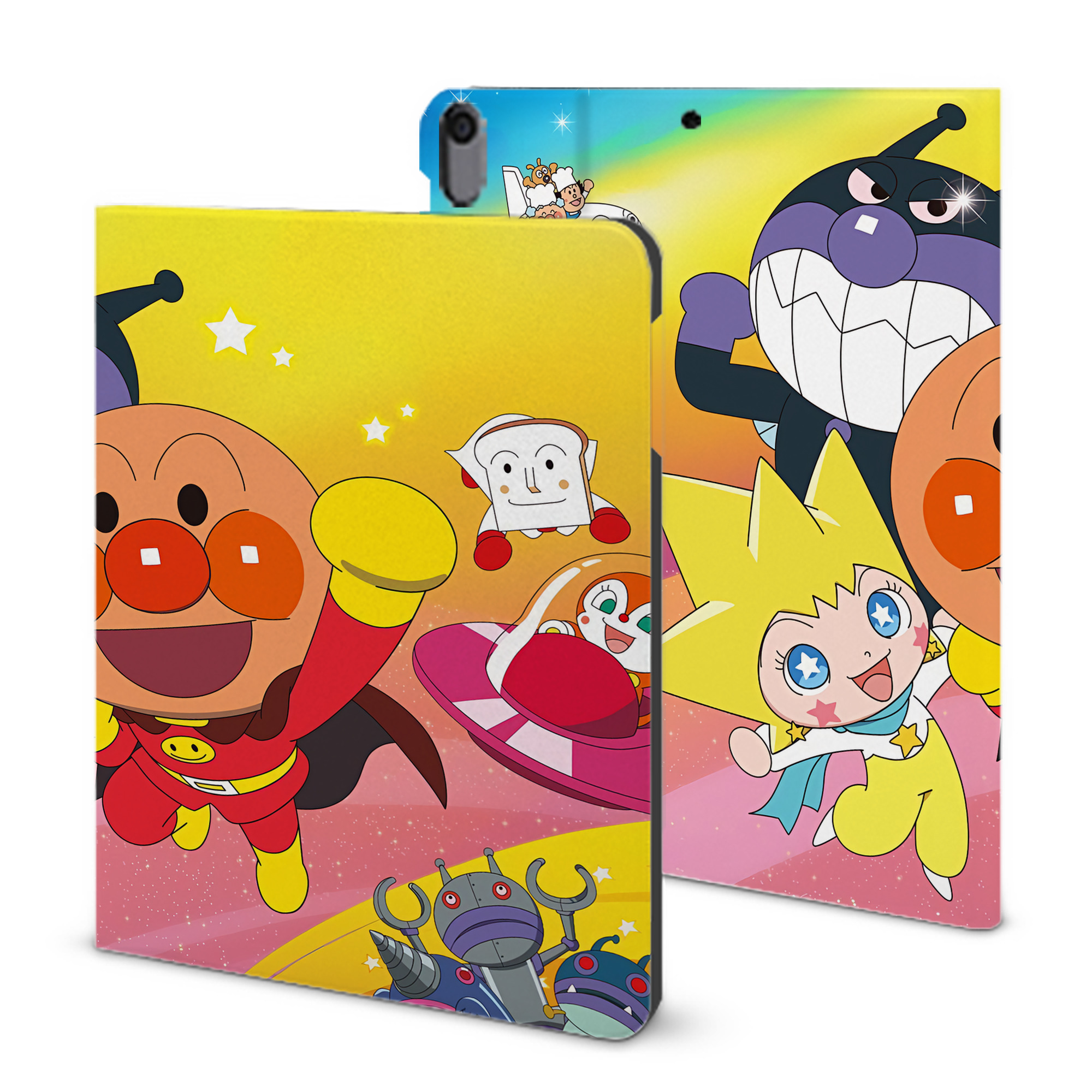 （画像用） アンパンマン Anpanman IPad ケース ブック型 PUレザー TPU 耐衝撃 軽量 薄型 ペン収納なし 全面保護 IPad 各モデル対応